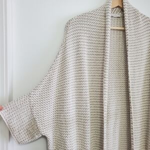 Riani Medium Designer Oversized Open Cardigan Knitted Grey White Kimono Flowy